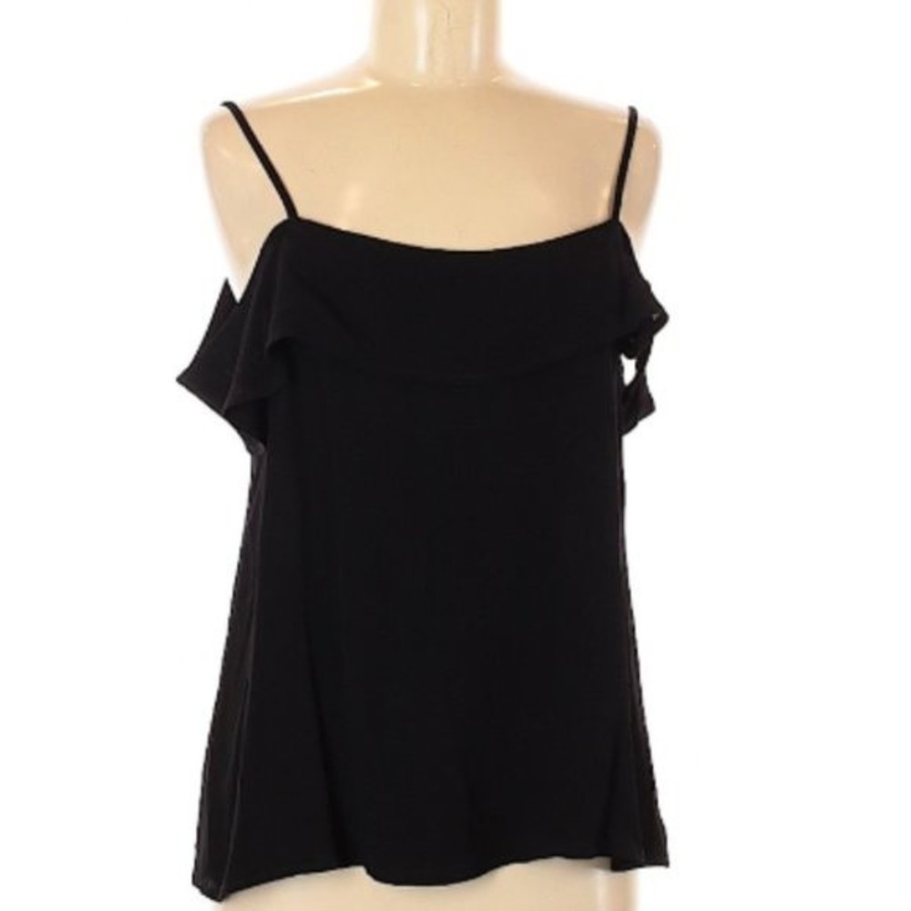 NSR Black Cold shoulder Ruffle Top Blouse
